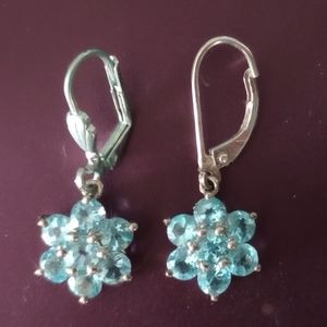 Beautiful Blue Topaz Sterling Silver Earrings.